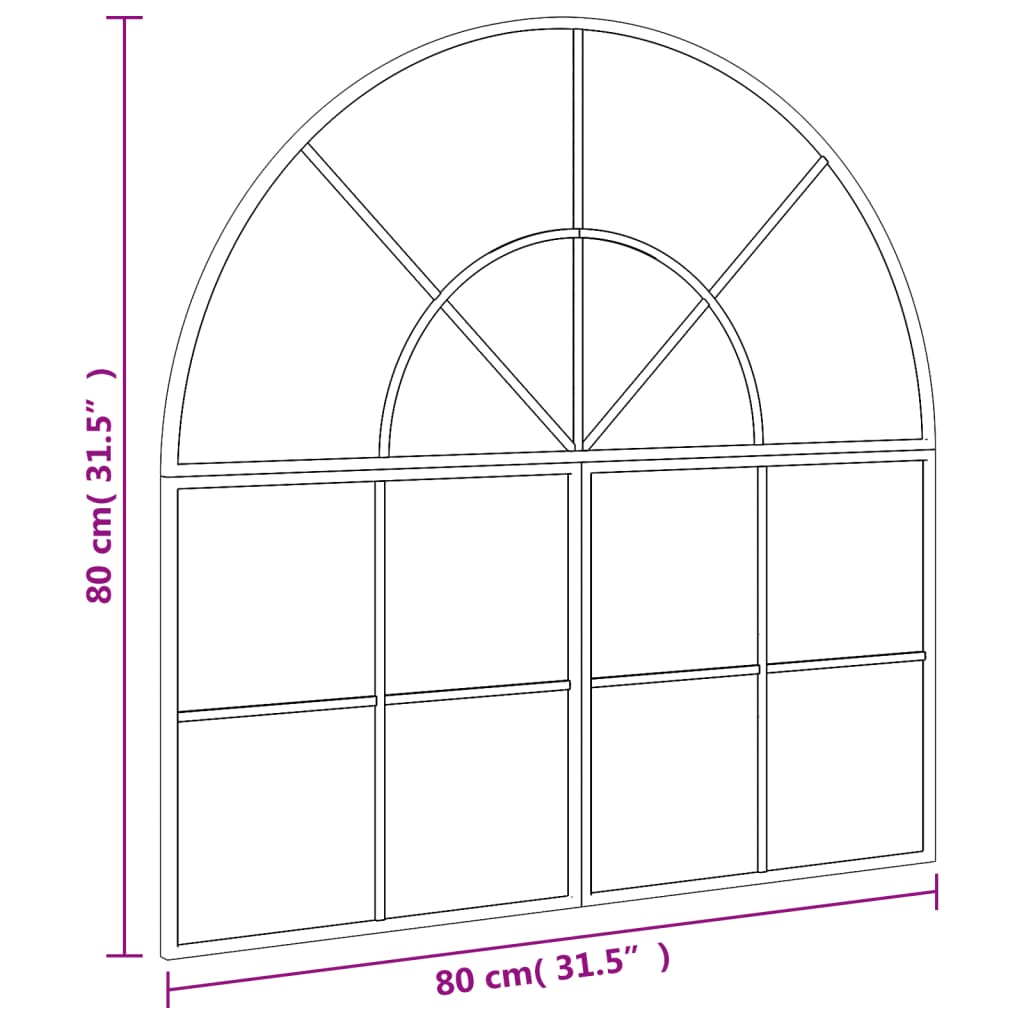 vidaXL Wandspiegel boog 80x80 cm ijzer zwart