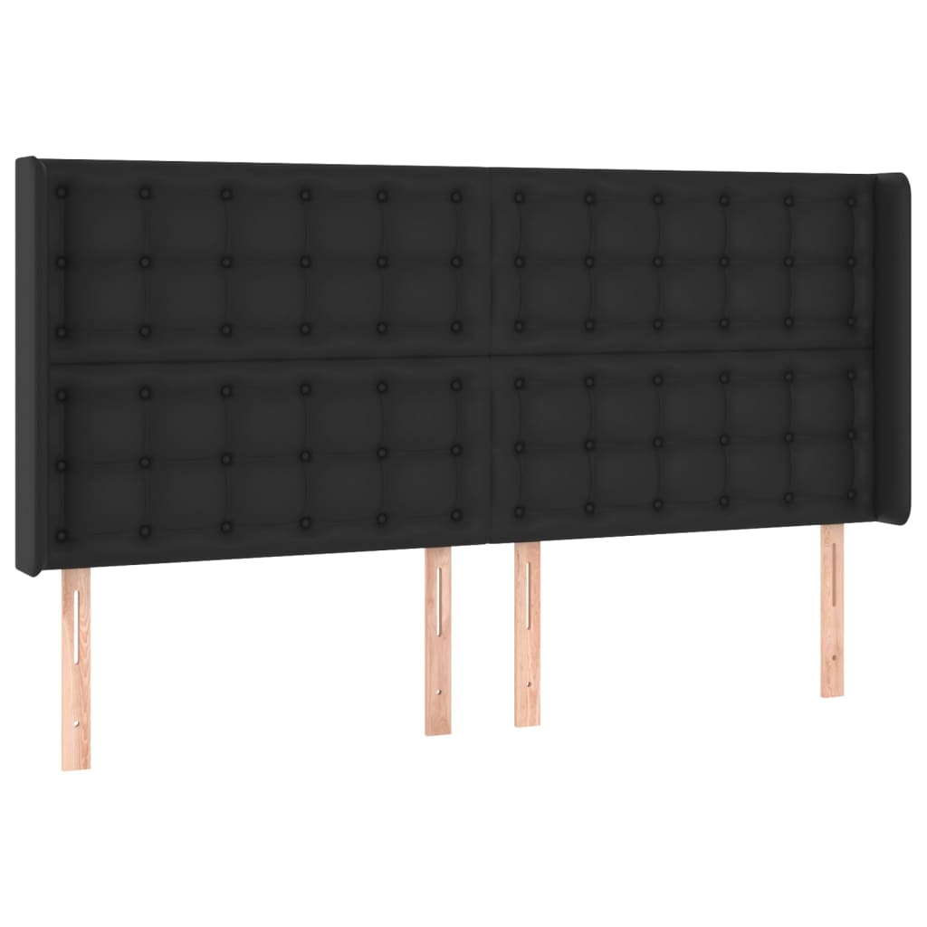 vidaXL Hoofdbord met randen 163x16x118/128 cm kunstleer zwart