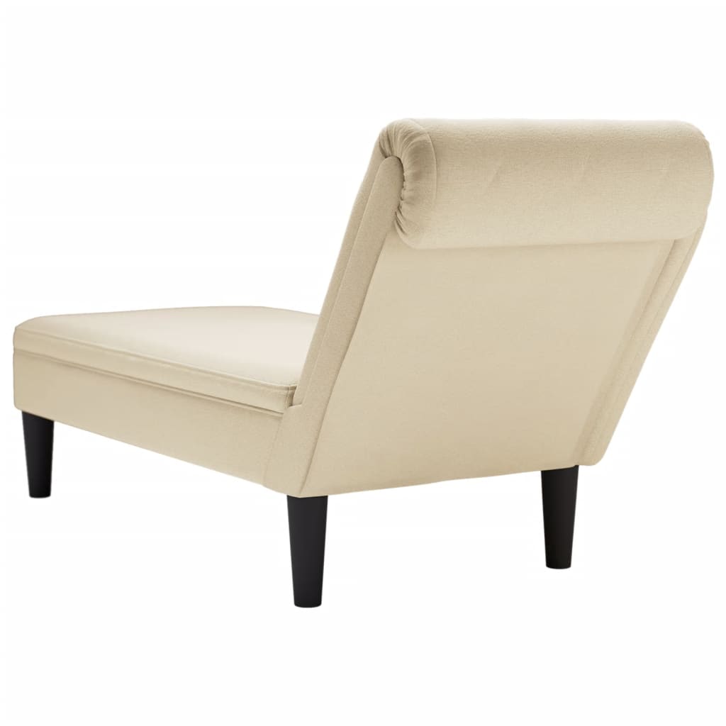 vidaXL Chaise longue met kussen en rechterarmleuning stof crèmekleurig