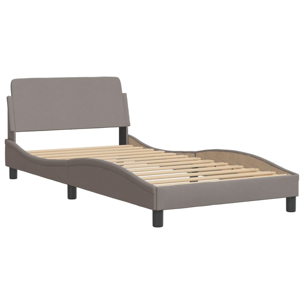 vidaXL Bedframe met hoofdbord stof taupe 100x200 cm