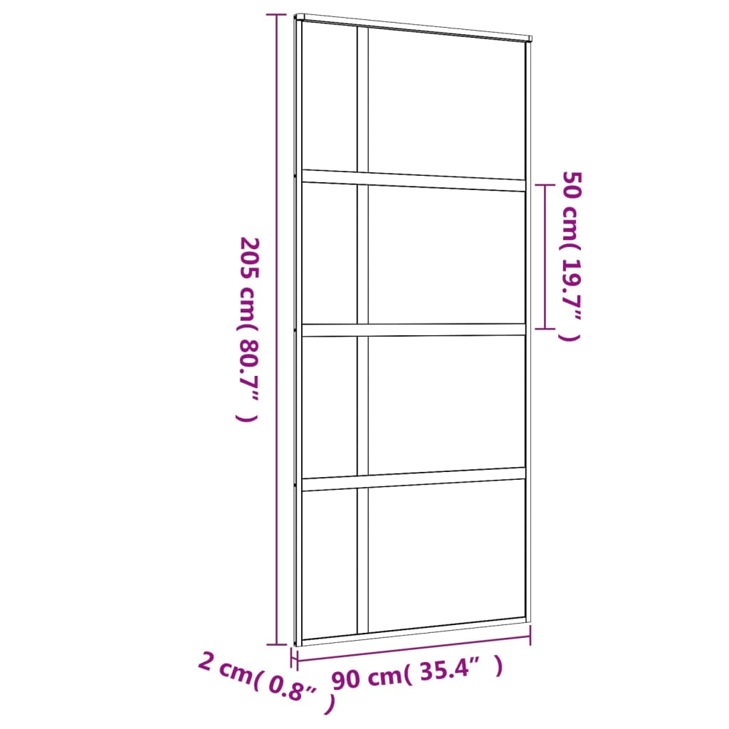 vidaXL Schuifdeur 90x205 cm helder ESG-glas en aluminium goudkleurig