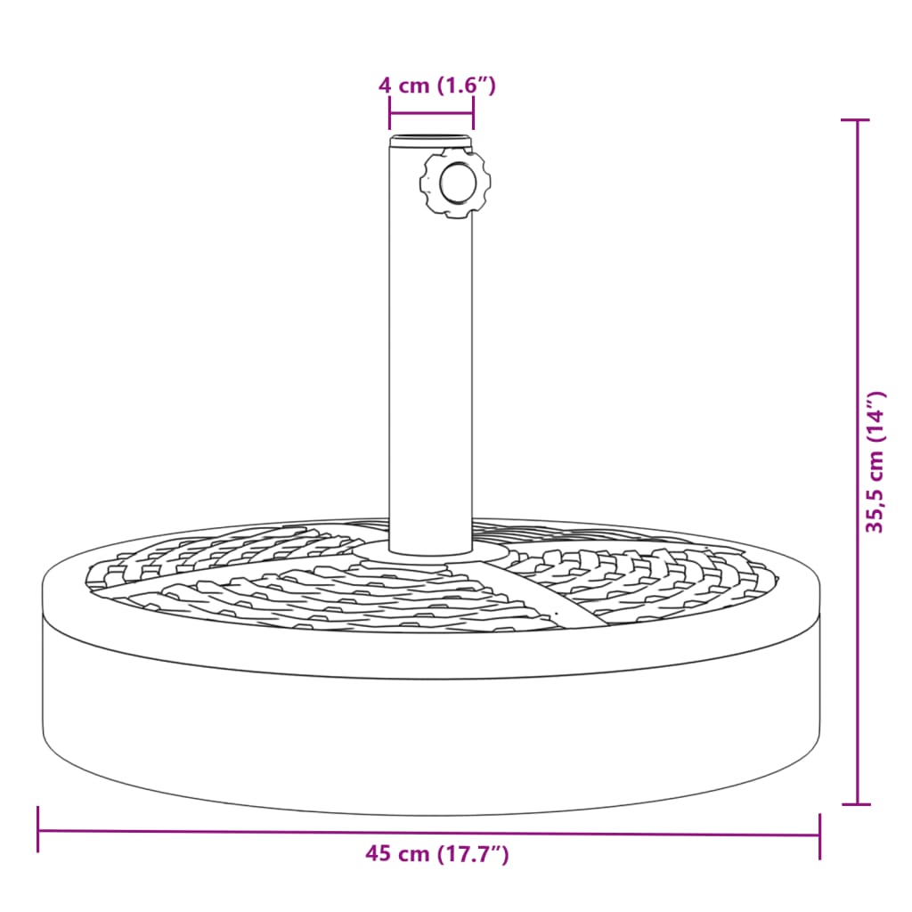 vidaXL Parasolvoet voor stokken van Ø38 / 48 mm 25 kg rond