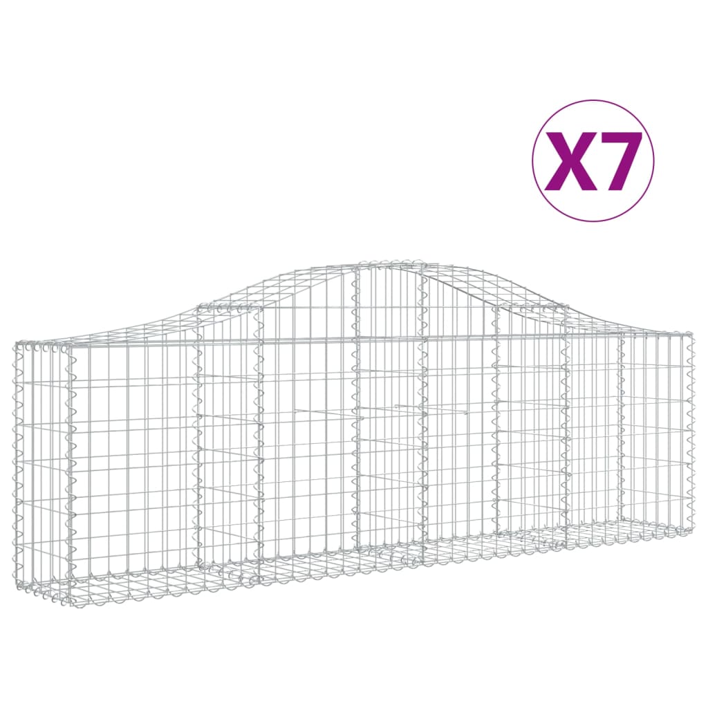 vidaXL Schanskorven 7 st gewelfd 200x30x60/80 cm gegalvaniseerd ijzer