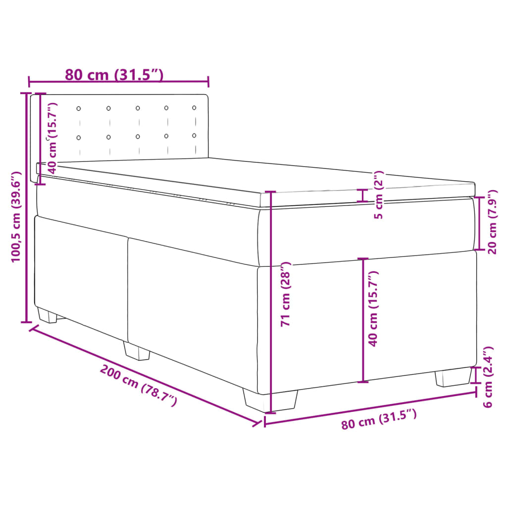 vidaXL Boxspring met matras kunstleer cappuccinokleurig 80x200 cm