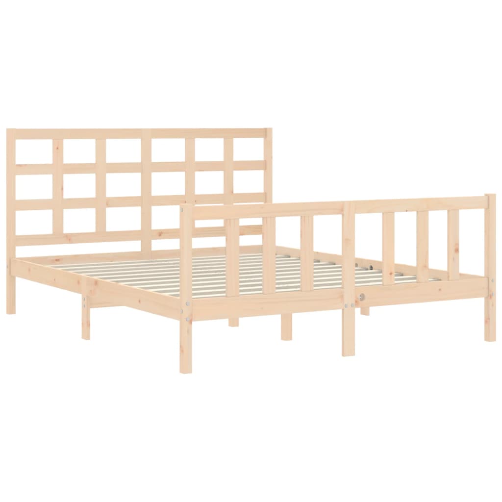 vidaXL Bedframe met hoofdbord massief hout