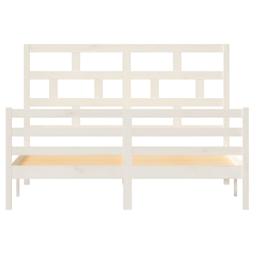 vidaXL Bedframe massief grenenhout wit 160x200 cm