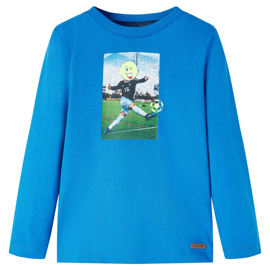 Kindershirt met lange mouwen 140 kobaltblauw