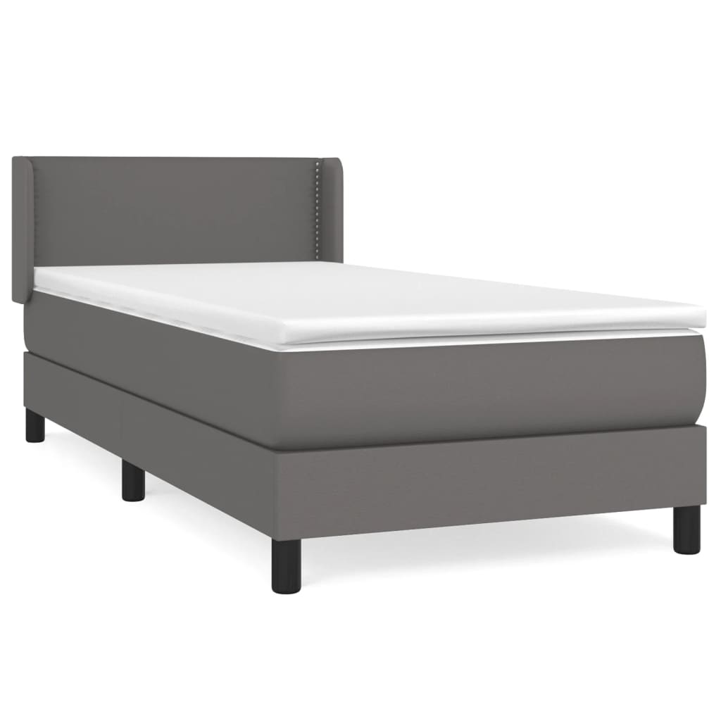 vidaXL Boxspring met matras kunstleer grijs 90x200 cm