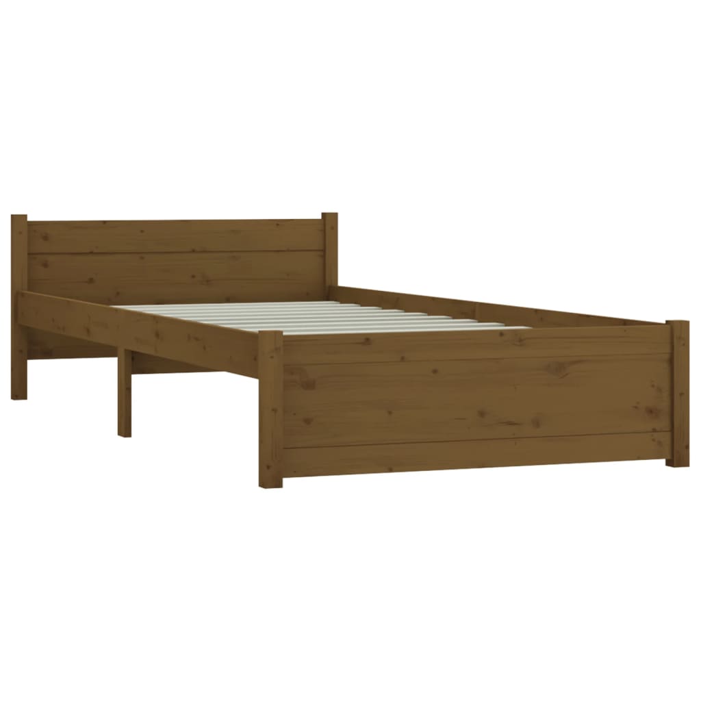 vidaXL Bedframe massief hout honingbruin 75x190 cm