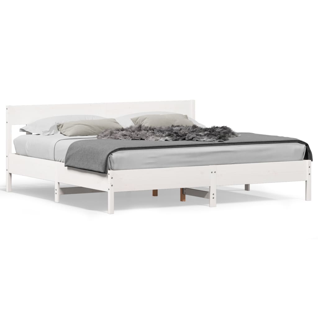 vidaXL Bedframe zonder matras massief grenenhout wit 180x200 cm