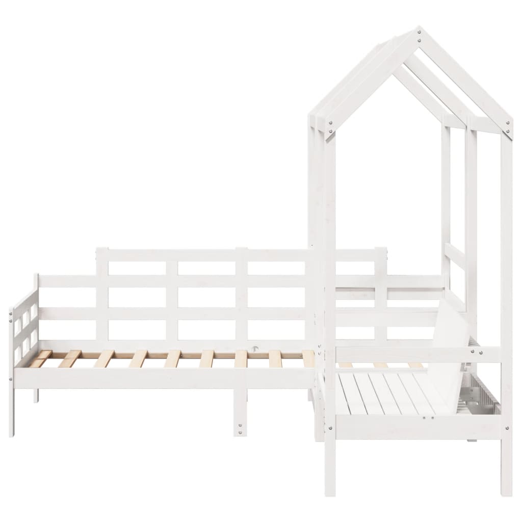 vidaXL Kinderbed met bank en huisje massief grenenhout wit 90x190 cm