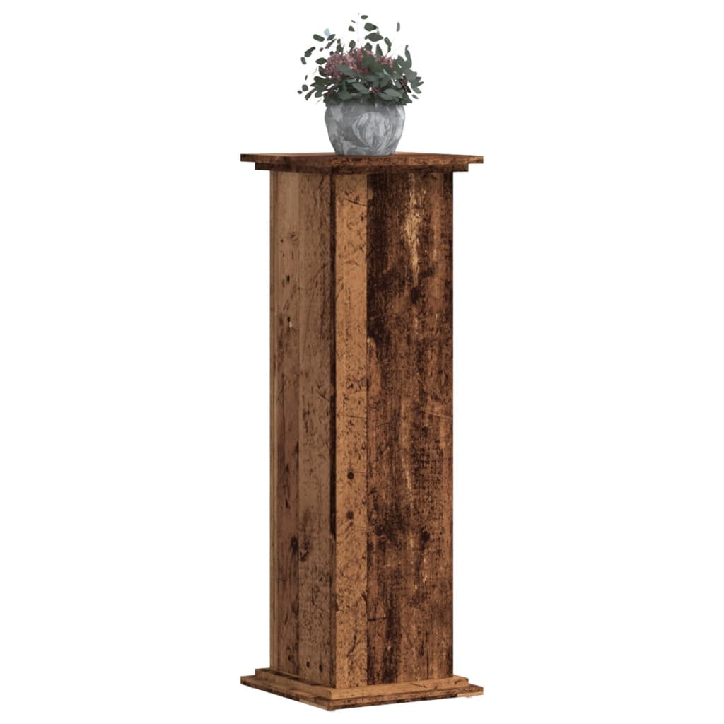 vidaXL Plantenstandaard 33x33x100 cm bewerkt hout oud houtkleurig