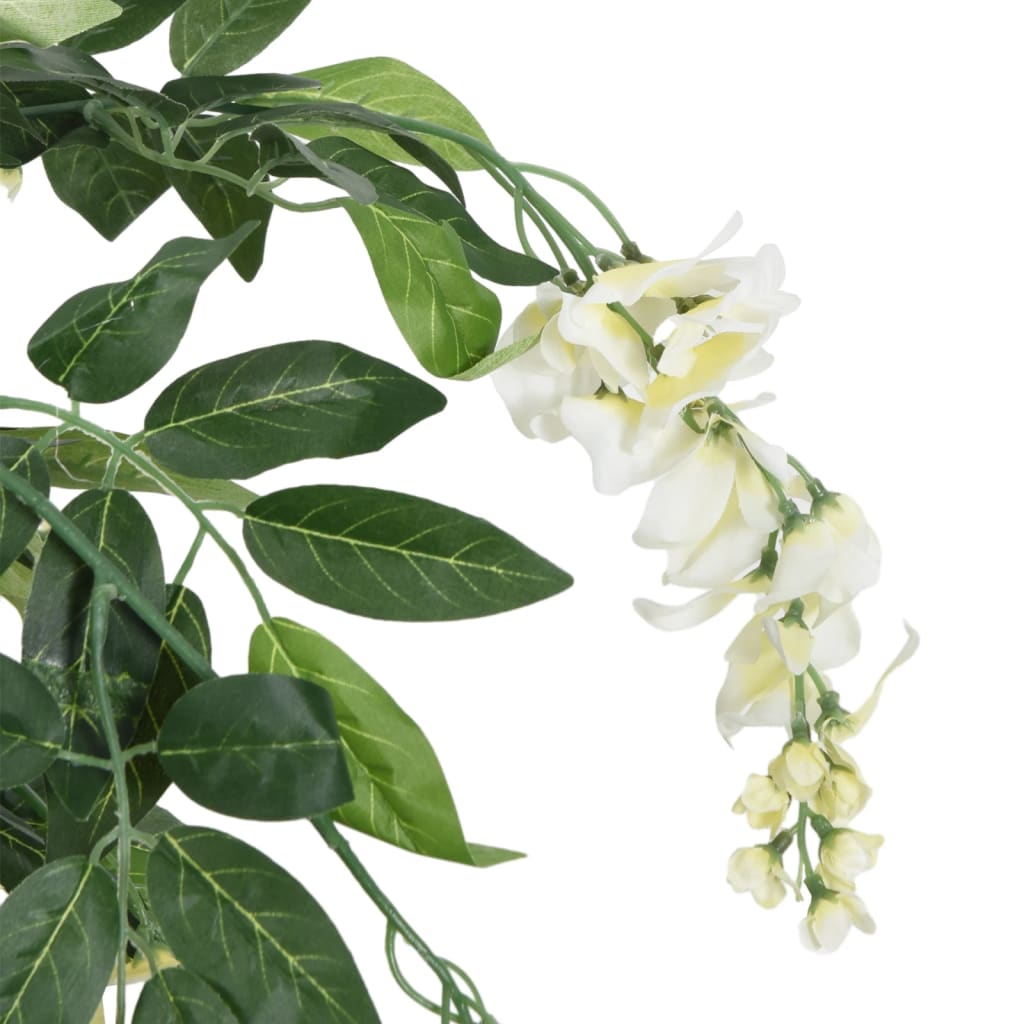 vidaXL Kunstplant wisteria 1470 bladeren 200 cm groen en wit