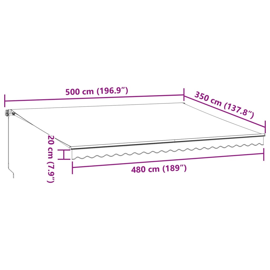 vidaXL Luifel handmatig uittrekbaar 500x350 cm bruin