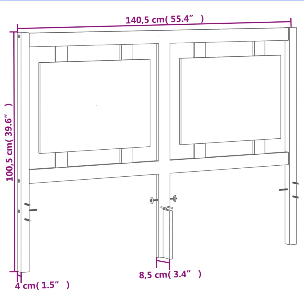 vidaXL Hoofdbord 135 cm massief grenenhout wasbruin