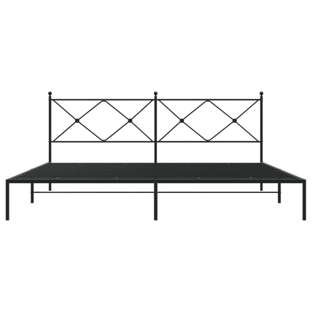 vidaXL Bedframe met hoofdbord metaal zwart 200x200 cm