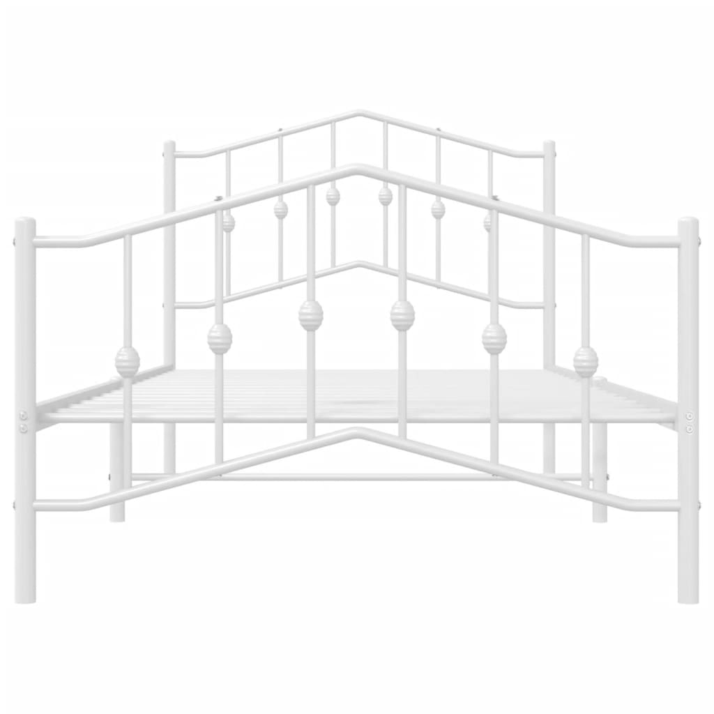 vidaXL Bedframe met hoofd- en voeteneinde metaal wit 100x190 cm