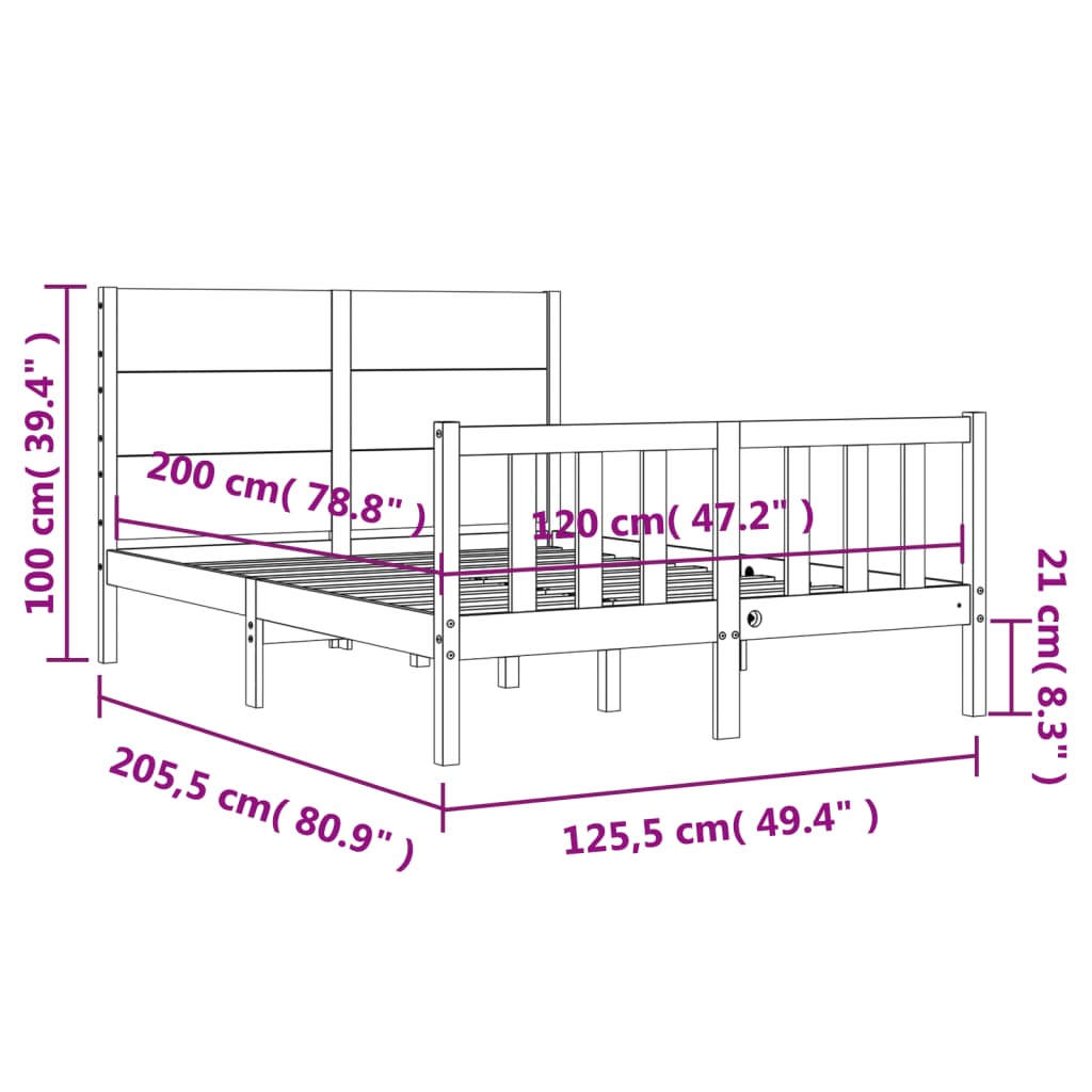 vidaXL Bedframe zonder matras massief grenenhout 120x200 cm