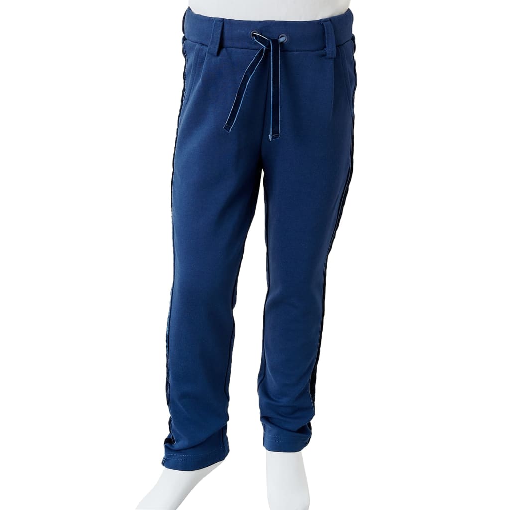 Kinderbroek met zwarte bies 116 marineblauw