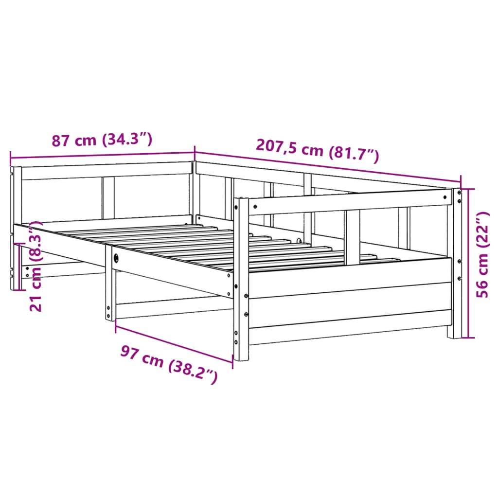 vidaXL Slaapbank zonder matras 80x200 cm massief grenenhout wit