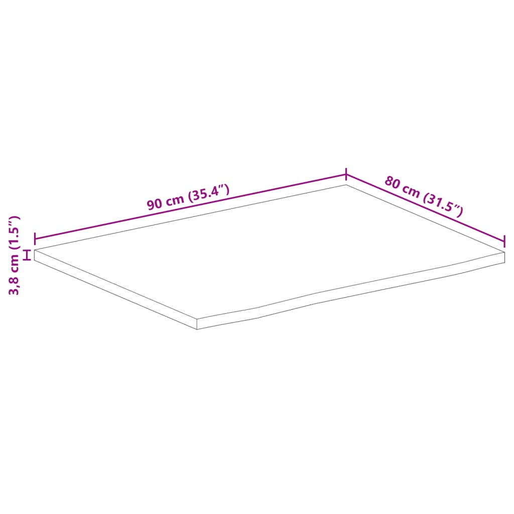 vidaXL Tafelblad met natuurlijke rand 90x80x3,8 cm massief mangohout