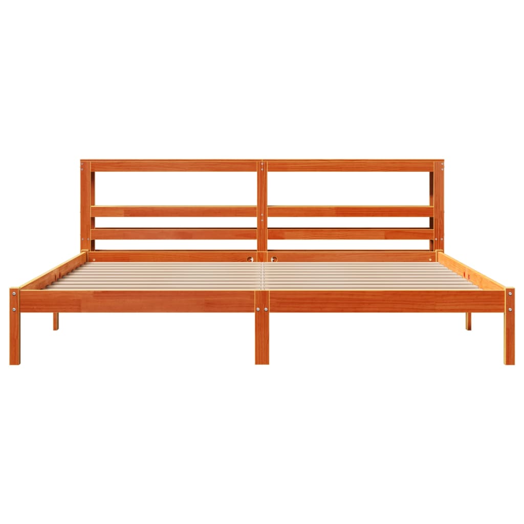 vidaXL Bedframe met hoofdbord massief grenenhout wasbruin 200x200 cm