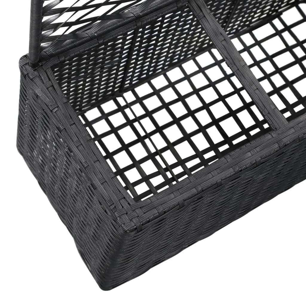 vidaXL Latwerkplantenbak verhoogd met potten 83x30x130 cm rattan zwart