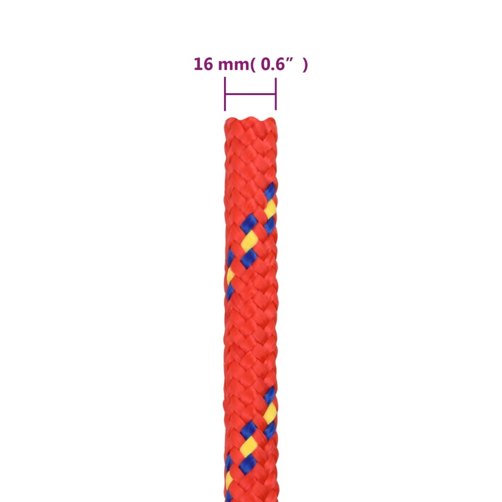 vidaXL Boottouw 16 mm 100 m polypropyleen rood