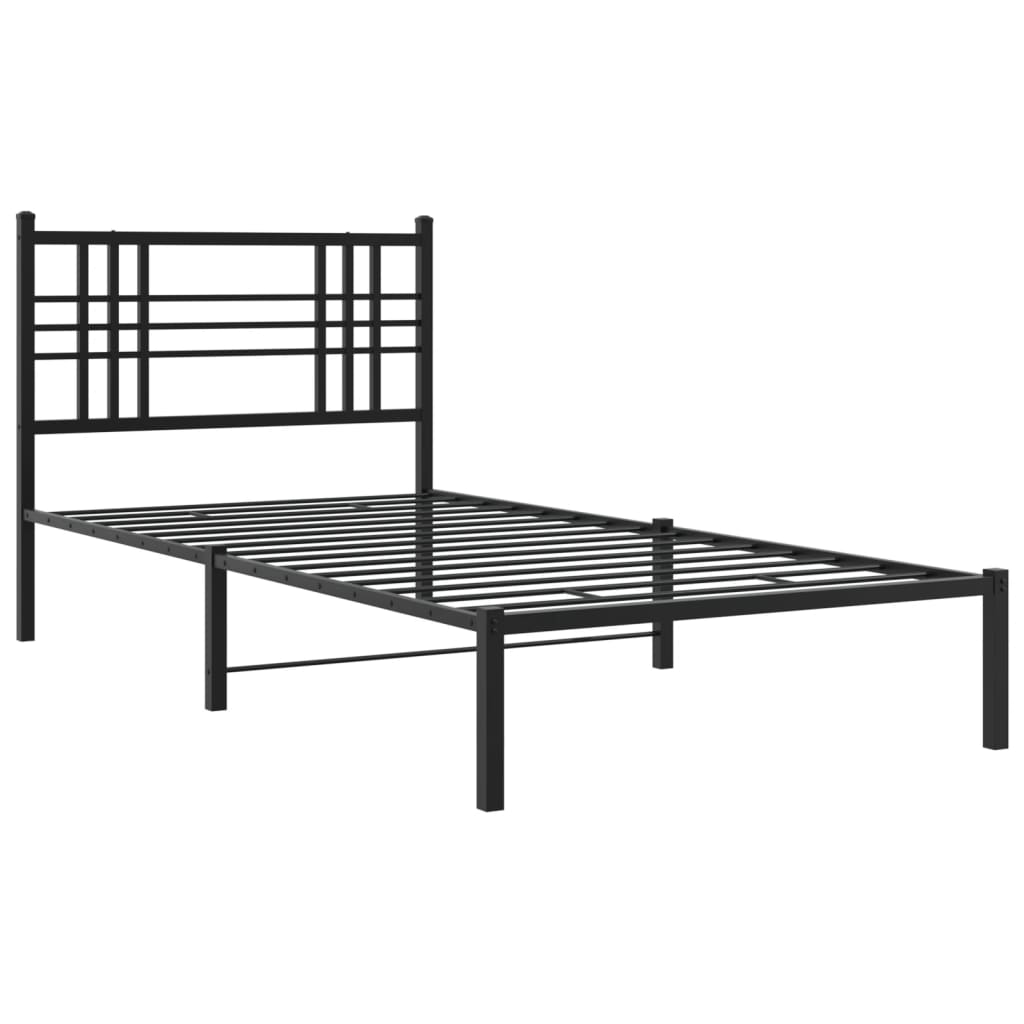 vidaXL Bedframe met hoofdbord metaal zwart 100x200 cm