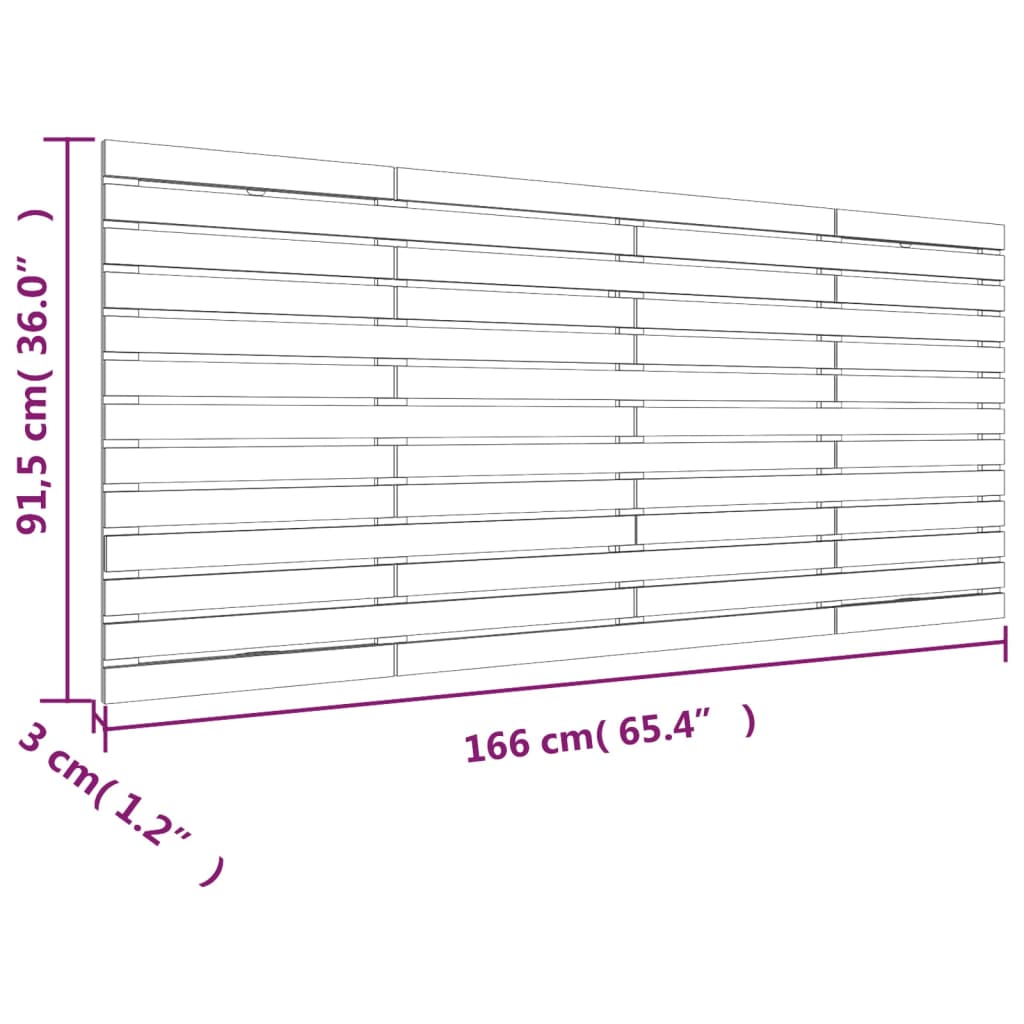 vidaXL Hoofdbord wandmontage 166x3x91,5 cm massief grenenhout wit