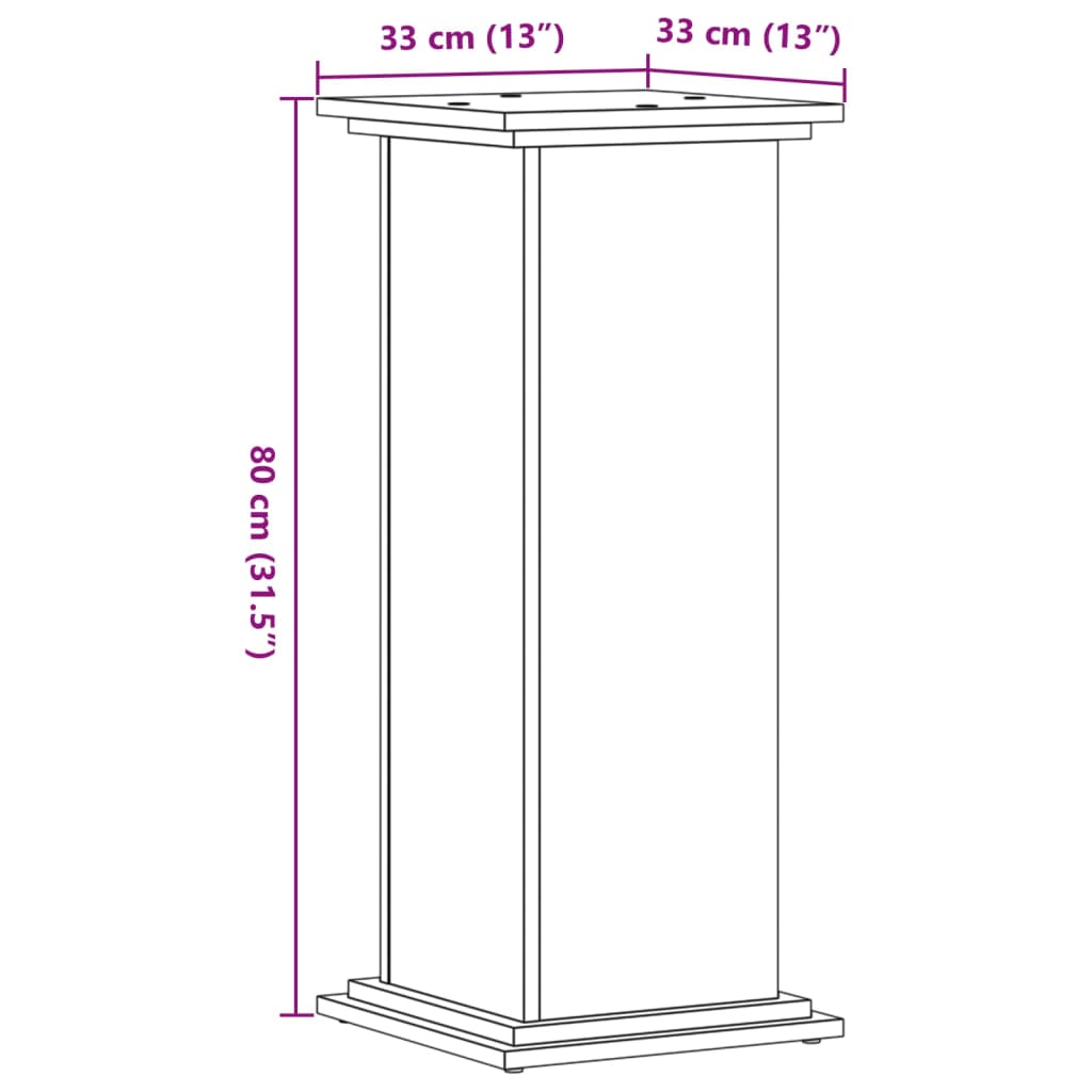 vidaXL Plantenstandaard 33x33x80 cm bewerkt hout oud houtkleurig