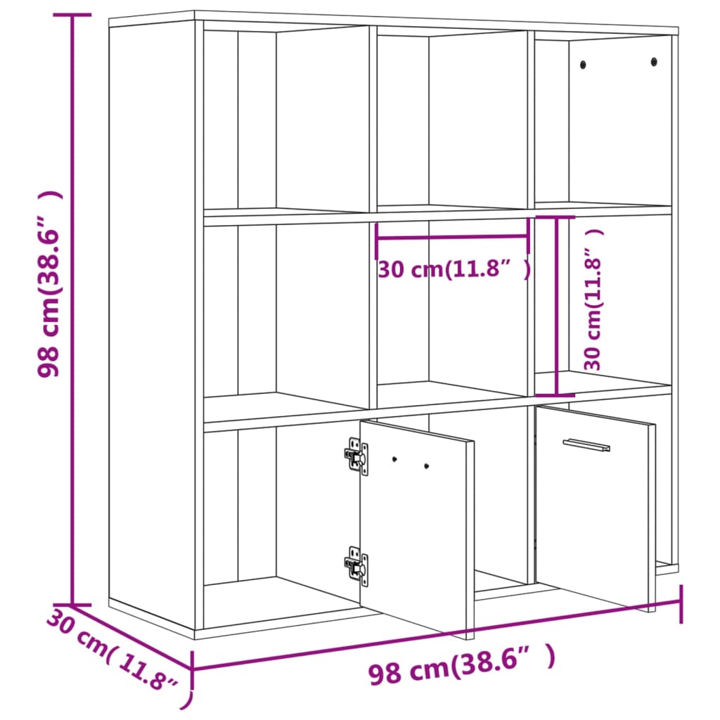 vidaXL Boekenkast 98x30x98 cm bewerkt hout sonoma eikenkleurig