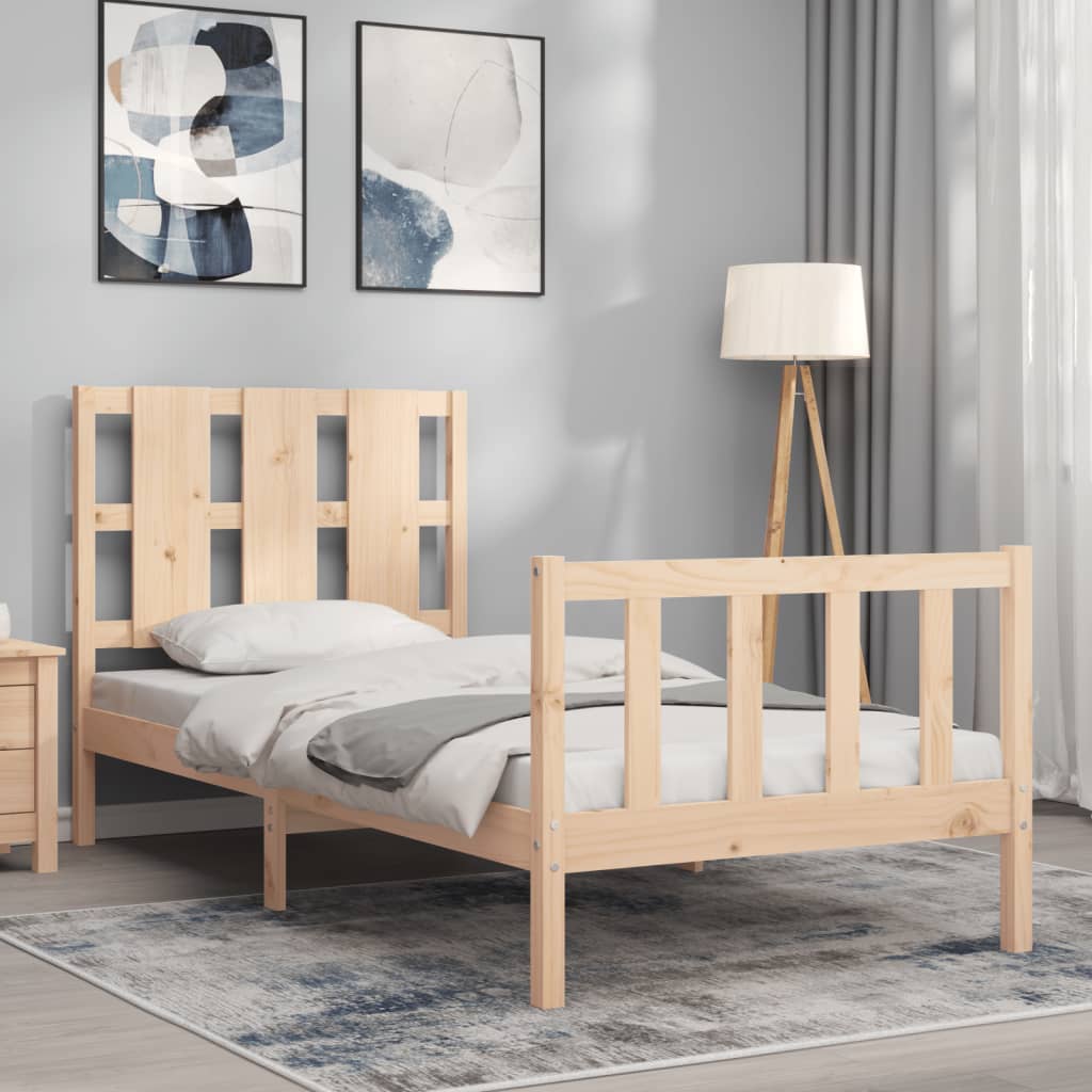 vidaXL Bedframe met hoofdbord massief hout