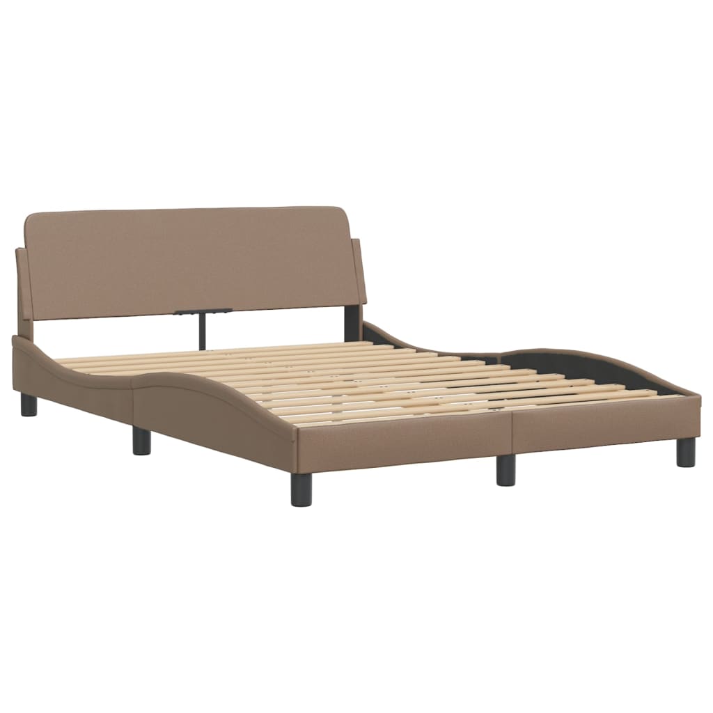 vidaXL Bedframe met hoofdbord kunstleer cappucinnokleurig 140x190 cm