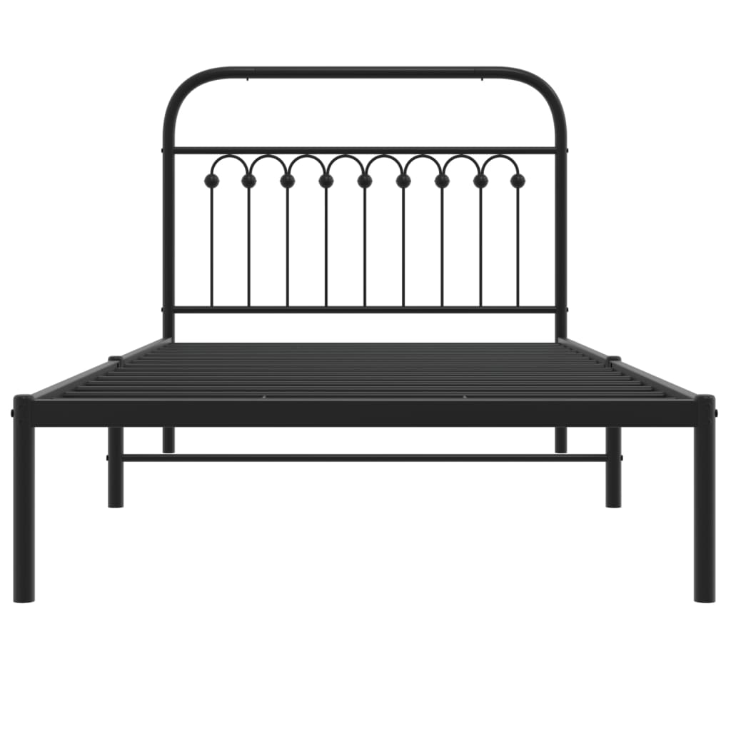 vidaXL Bedframe met hoofdbord metaal zwart 100x200 cm