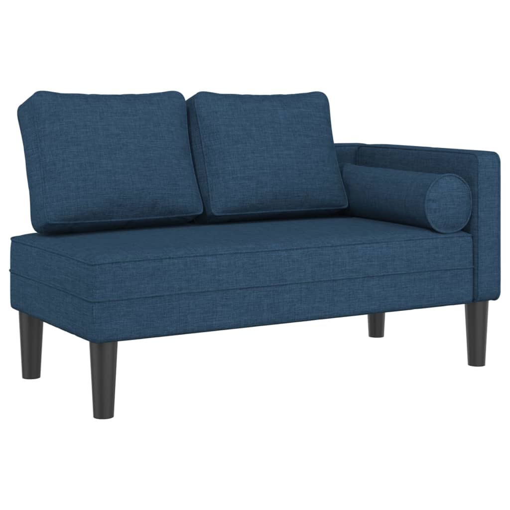 vidaXL Chaise longue met kussens stof blauw