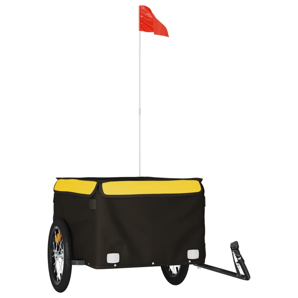 vidaXL Fietstrailer 45 kg ijzer zwart en geel