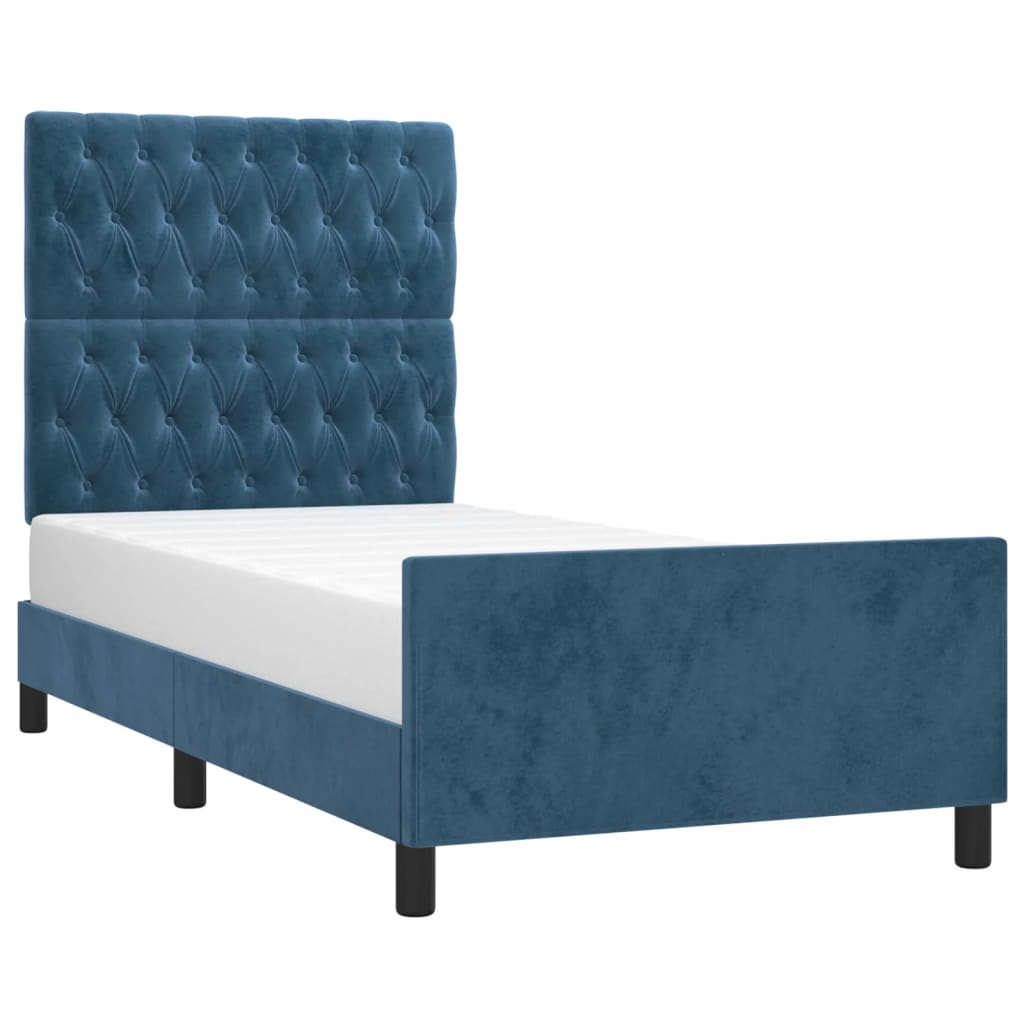 vidaXL Bedframe met hoofdeinde fluweel donkerblauw 90x190 cm