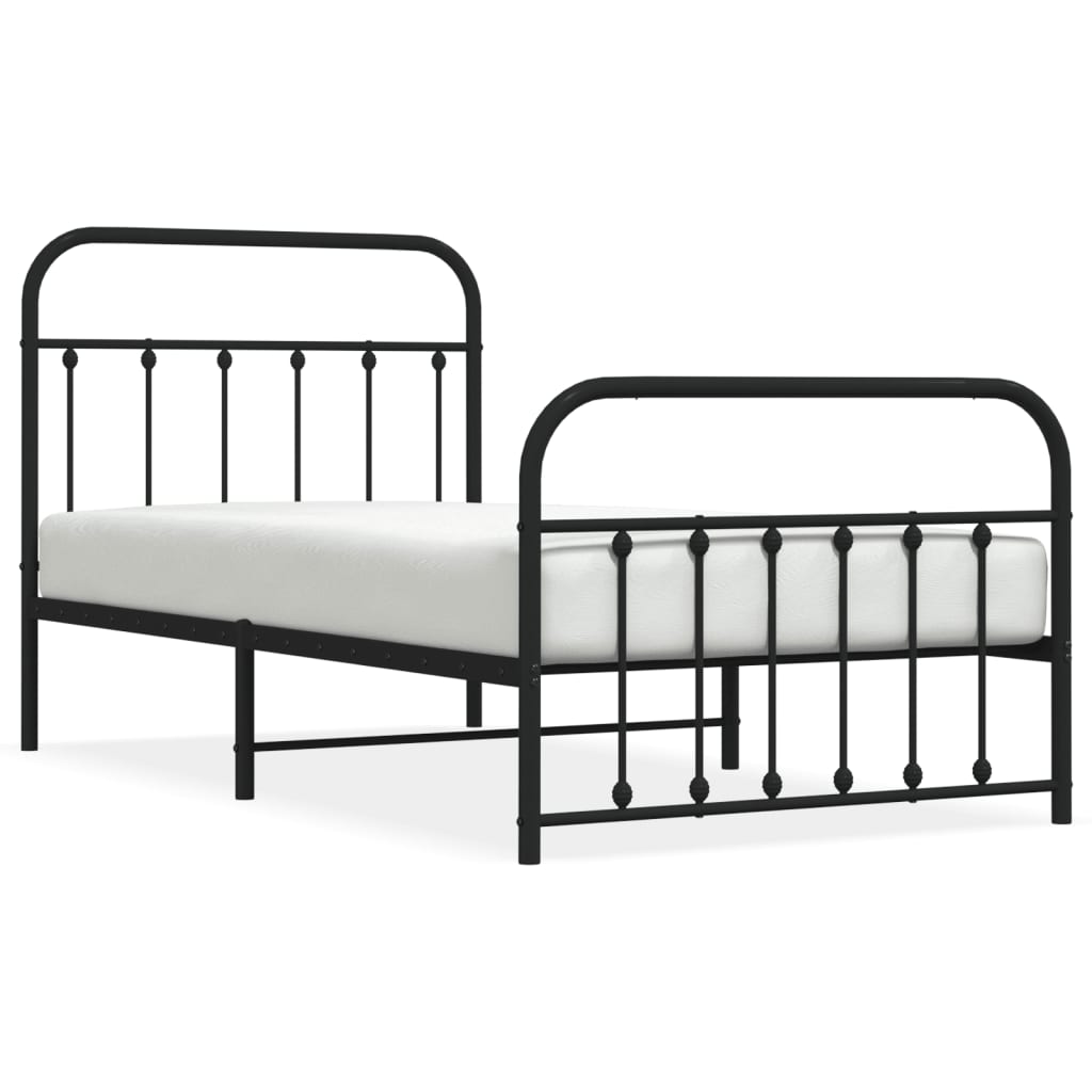 vidaXL Bedframe met hoofd- en voeteneinde metaal zwart 100x190 cm