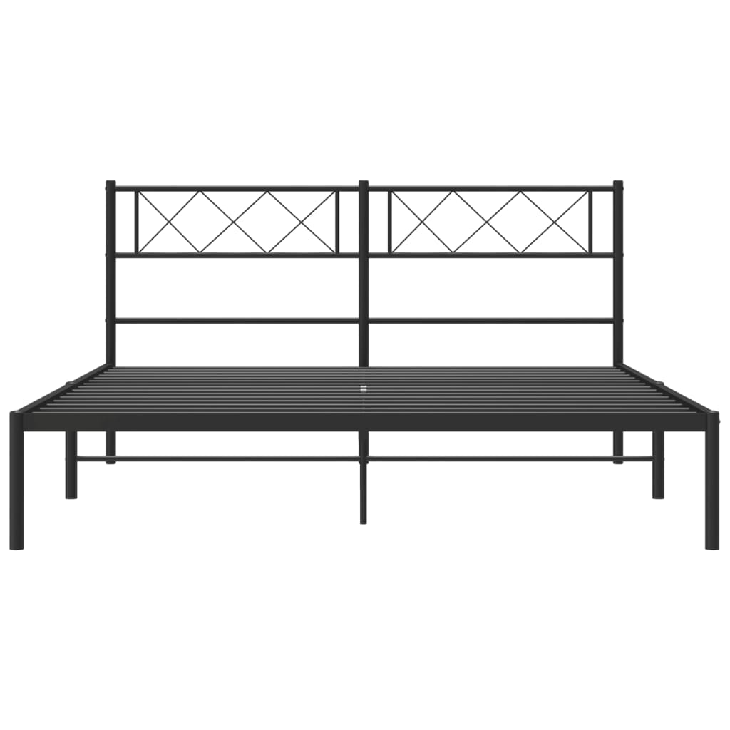 vidaXL Bedframe met hoofdbord metaal zwart 150x200 cm