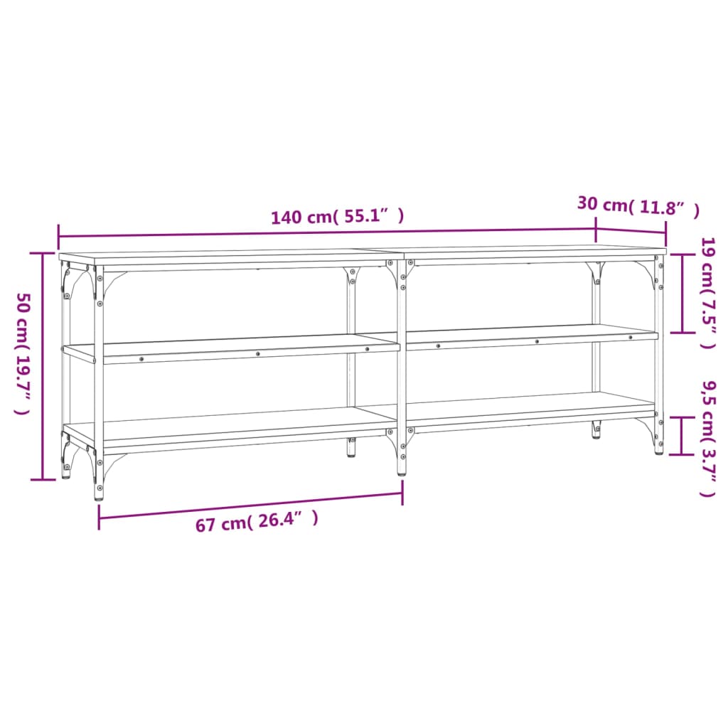 vidaXL Tv-meubel 140x30x50 cm bewerkt hout gerookt eikenkleurig