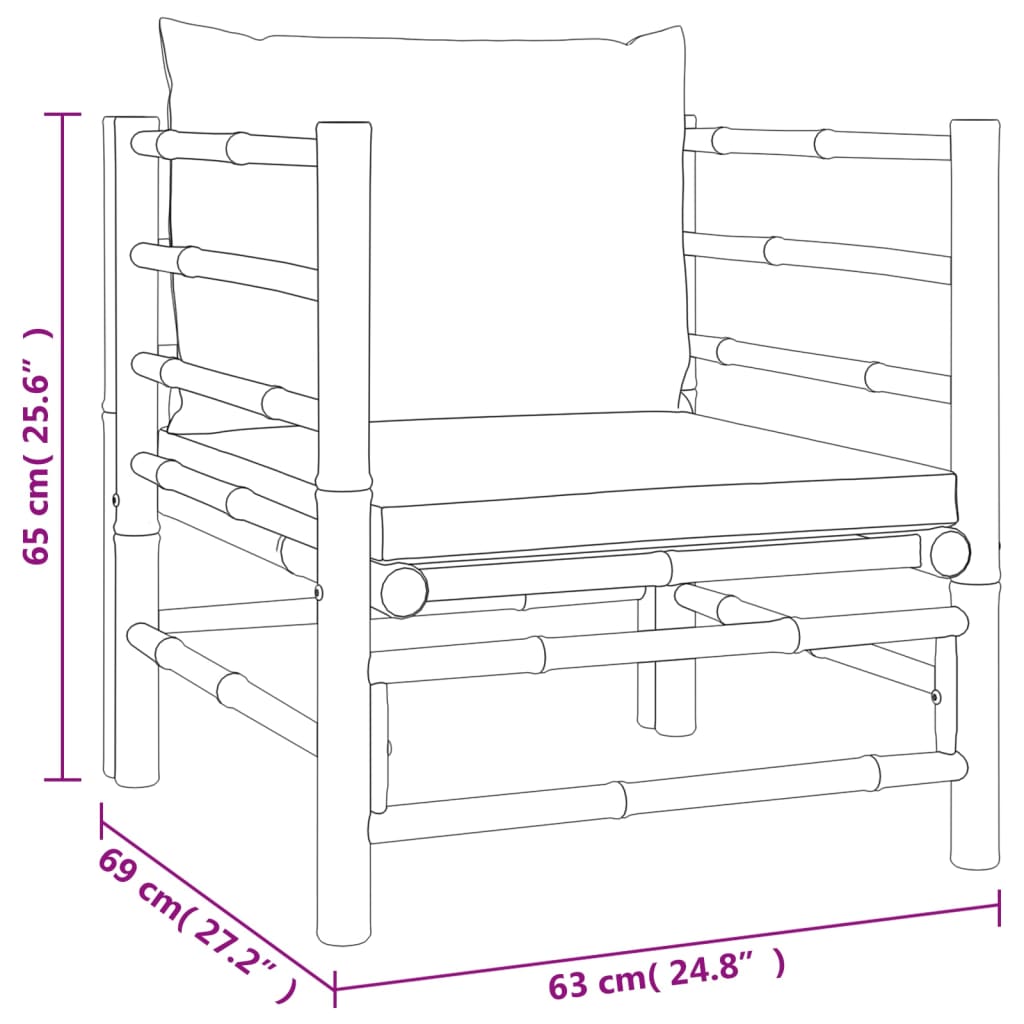 vidaXL 7-delige Loungeset met kussens bamboe taupe