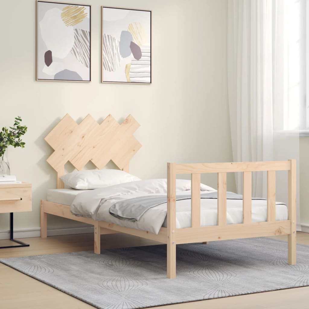 vidaXL Bedframe met hoofdbord massief hout 90x200 cm