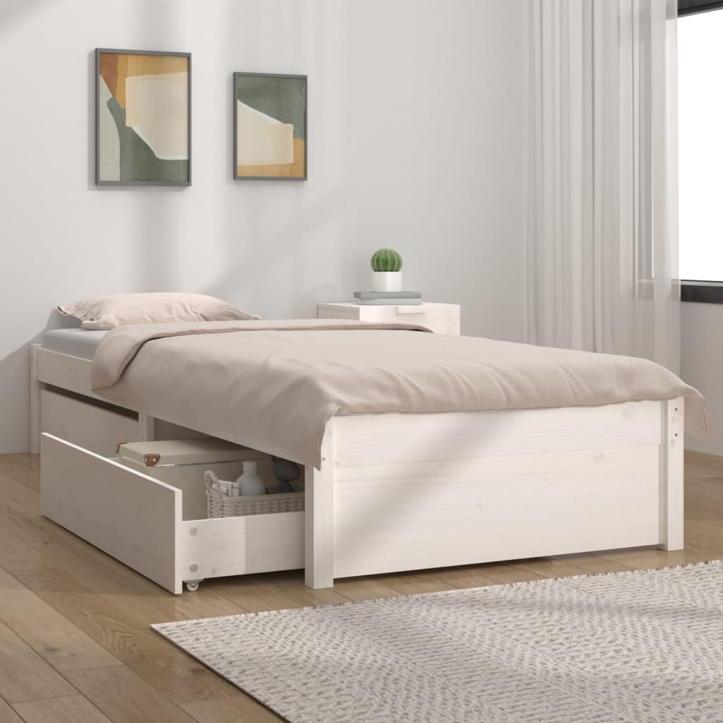 vidaXL Bedframe met lades wit 75x190 cm