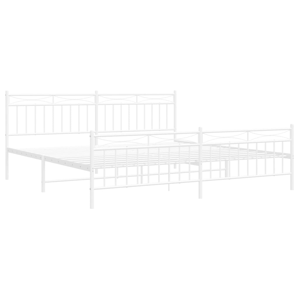 vidaXL Bedframe met hoofd- en voeteneinde metaal wit 200x200 cm