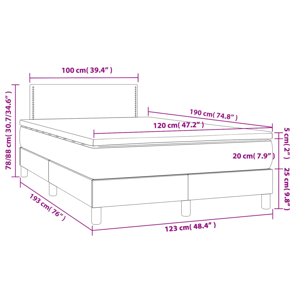 vidaXL Boxspring met matras fluweel roze 120x190 cm