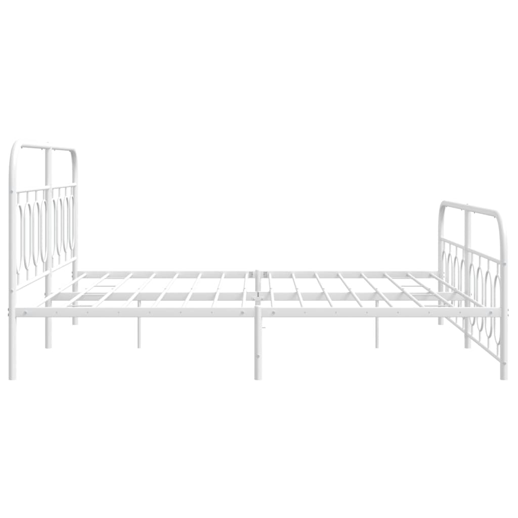 vidaXL Bedframe met hoofd- en voeteneinde metaal wit 183x213 cm