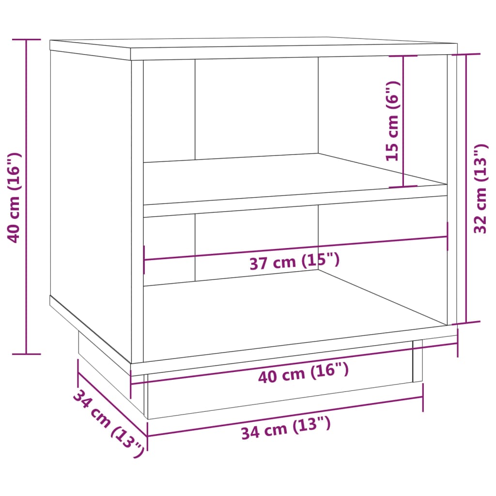 vidaXL Nachtkastjes 2 st 40x34x40 cm massief grenenhout wit