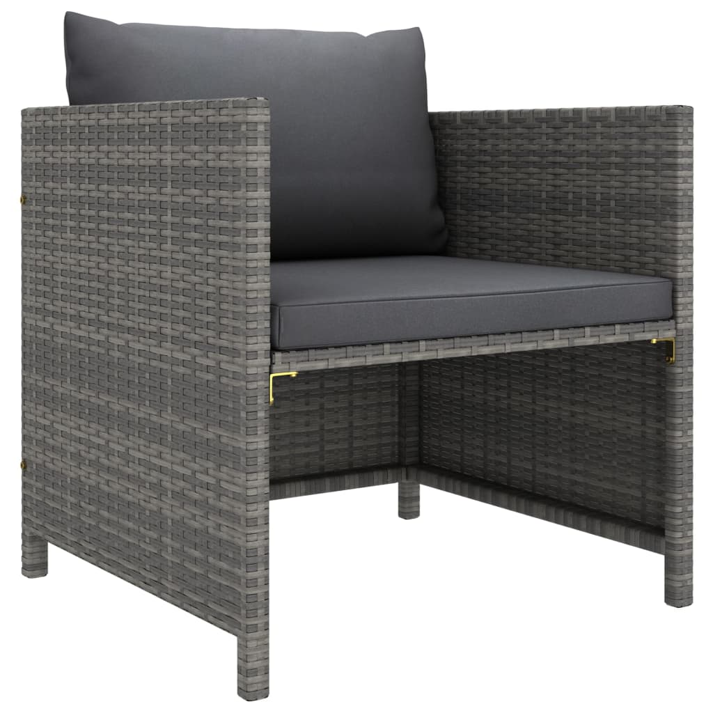 vidaXL 7-delige Loungeset met kussens poly rattan grijs