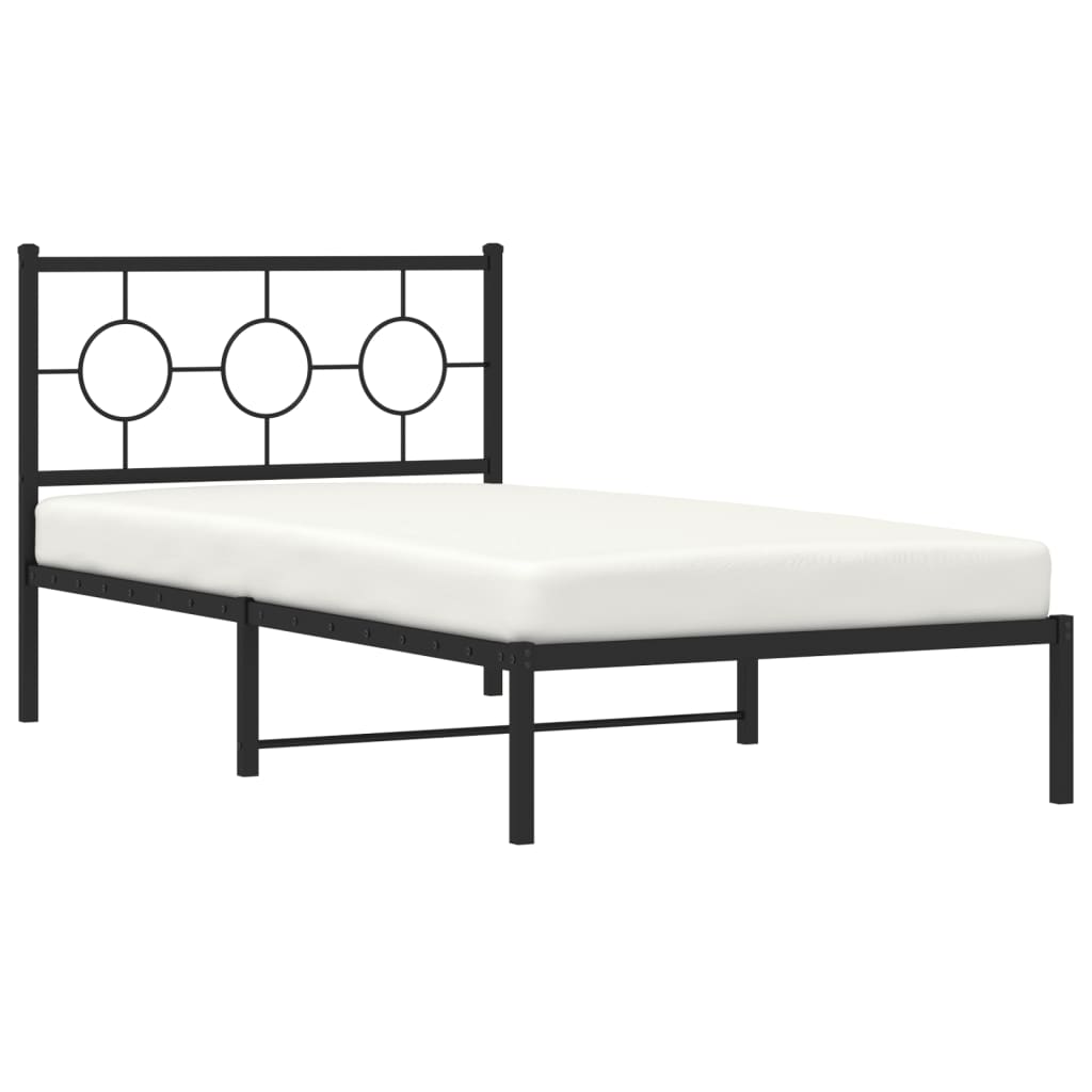 vidaXL Bedframe met hoofdbord metaal zwart 100x190 cm